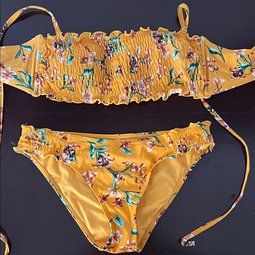 Ardene Yellow Floral Bikini Set